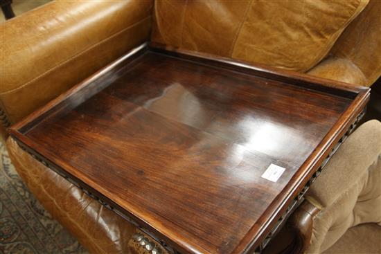 A Chinese rosewood tray top, W.54cm